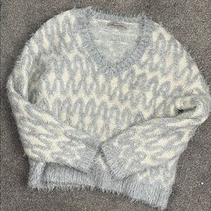 Loft festive  Gray and Cream Women's Sweater